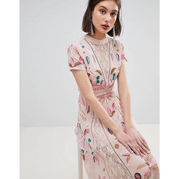 NWT Frock & Frill Allover Embroidered Maxi Dress Beaded Plus Size 24 H14122 - Picture 6 of 12